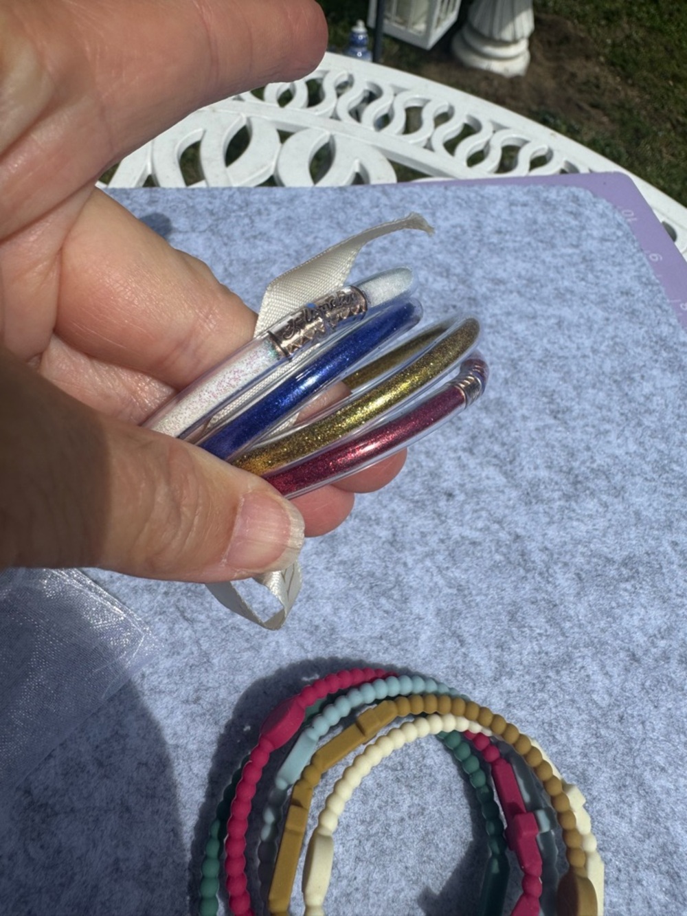 Jesus & America! Assorted Glitter Tube and Rubber Bracelets - Multicolor